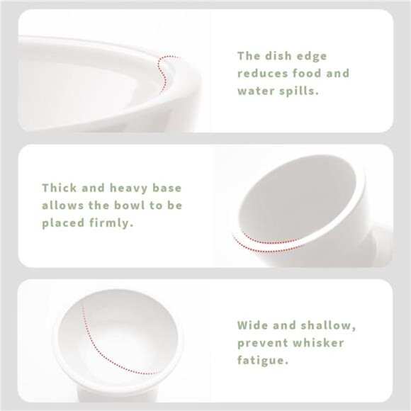 2 Extra Wide Raised Cat Food Bowl, Elevated Cat Bowls Anti-Vomiting Cat Feeder - Picture 5 of 7